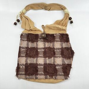 Boho Fringe Patchwork Shoulder Bag Womens Rustic Hobo Purse Handmade Tote Bag